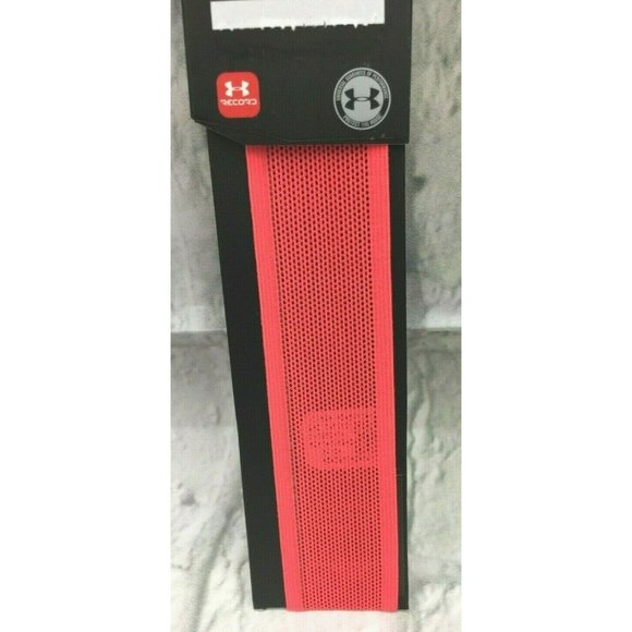 Under Armour UA Headband Neon Burnt Orange Black Under Armour Logo 1 3/8" Wide - Picture 6 of 6